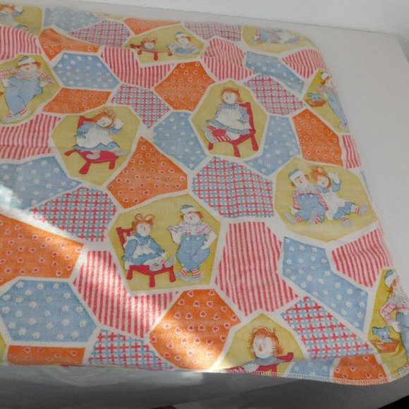 Raggedy Ann and Andy Dolls Infant Baby Cotton Receiving Blanket Vintage Faded - Picture 7 of 8